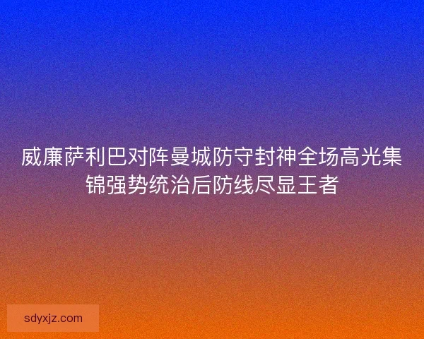 威廉萨利巴对阵曼城防守封神全场高光集锦强势统治后防线尽显王者 威廉萨利巴对阵曼城防守封神全场高光集锦强势统治后防线尽显王者